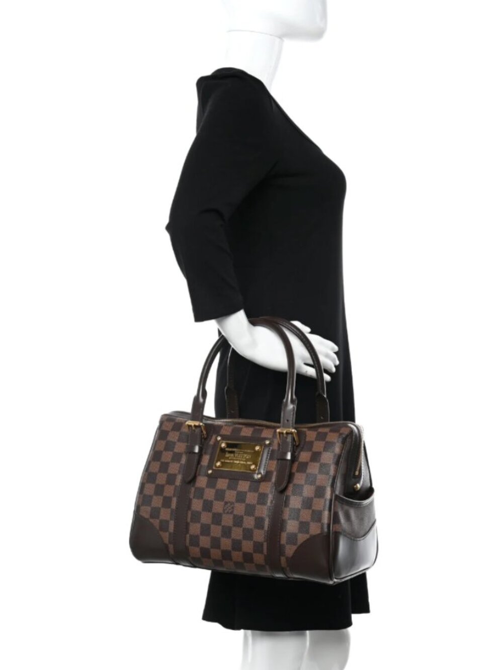 Louis Vuitton Berkeley Damier Ebene Satchel Bag Brown Top Handle - Picture 16 of 16